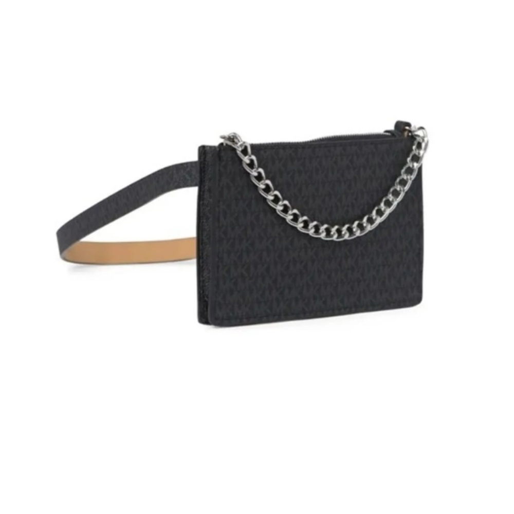 NWOT Michael Kors Black MK Belt Bag with Pull Chain. Perfect size for iPhone too - Picture 7 of 7